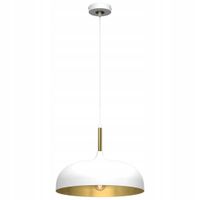 Lampa Sufitowa LINCOLN Biały Złoty Metalowy Klosz 1xE27 35x90cm Wisząca Dom