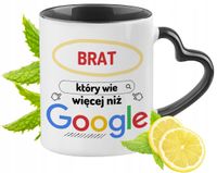 Dla Brata Kubek Czarny Z Uszkiem W Kształcie Serca Na Prezent Z Nadrukiem