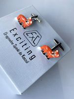 Spinki do mankietów EXC Rudy Lis Lisek Chytrusek z Kitą + Białe Etui Gratis