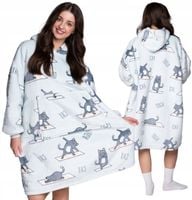 KOC BLUZA Oversize Ciepła Gruba KOCOBLUZA 2w1 XXL KOTY Futrzak z