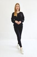 Czarny Bawełniany Komplet Dresowy Damski L