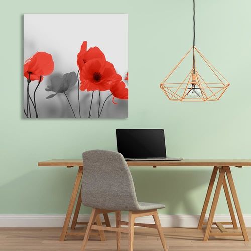 Deco Panel, Czerwone maki w szarości 40x40 na Arena.pl