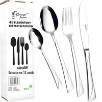 ZESTAW SZTUĆCÓW STALOWYCH 48EL SERWIS OBIADOWY SZTUĆCE NA 12OSÓB NA PREZENT