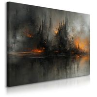 Obraz Canvas Do Salonu Abstrakcja Zamek Ogień Dym Malarstwo 70cm x 50cm