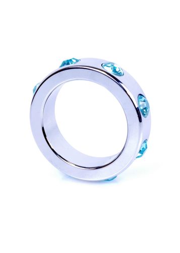 Pierścień-Metal Cock Ring With Light Blue Diamonds Medium na Arena.pl