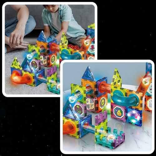Klocki magnetyczne konstrukcyjne 49el 3D edukacyjne duży zestaw dla dzieci na Arena.pl