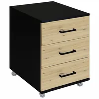 KONTENEREK POD BIURKO NA KÓŁKACH LOFTOWY SZUFLADY CICHY DOMYK DĄB ARTISAN