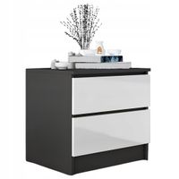 Stolik Nocny Szafka Nocna MDF 45 x 48x 40 CM Zoe Czarna Biały Połysk