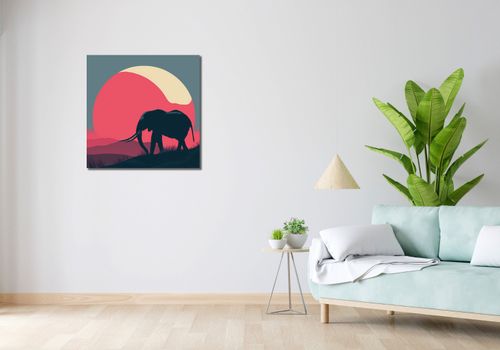 Obraz 70x70cm Słoń przy Czerwieni na Arena.pl