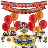 DUŻY ZESTAW URODZINOWY STRAŻAK SAM BALONY TOPPERY GIRLANDA NA IMPREZE 47EL