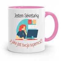Kubek Różowy Prezent Dla Sekretarki Jestem Z Nadrukiem Ze Zdjęciem