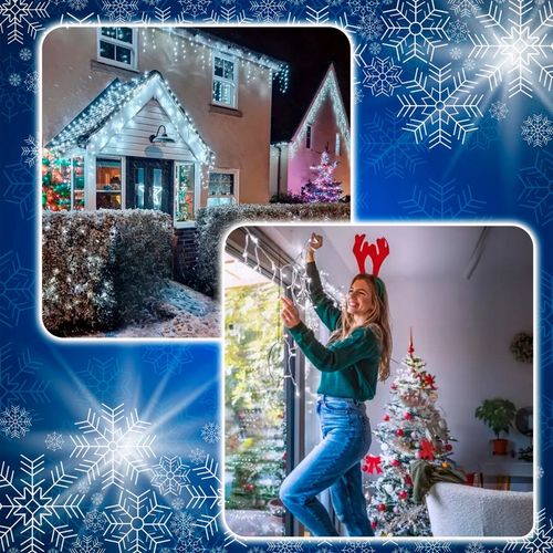 SOPLE 500 LED biały zimny + FLASH LAMPKI ZEWNĘTRZNE 23m GIRLANDA Kurtyna na Arena.pl