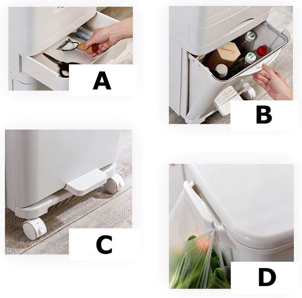 Kosz pojemnik odpady do segregacji 42L kremowy Nardan zdjęcie 15