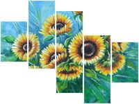 100 75CM OBRAZ 5 ELEM SŁONECZNIKI NIEBIESKIM ŚCIENNY