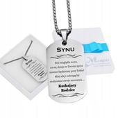 Srebrny Nieśmiertelnik Grawer Prezent dla Syna od Rodziców Naszyjnik Męski