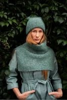 Komplet damski czapka i golf Pelly - ciepły i wygodny Butelkowa zieleń