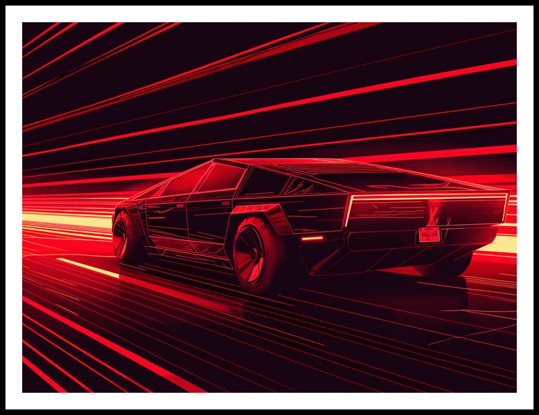 Plakat 100x75cm Prędkość w Czerwonym Neonie zdjęcie 3