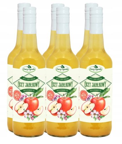 Ocet Jabłkowy Niefiltrowany NIEPASTERYZOWANY z Matką Octu 6x / Dary Ogrodu na Arena.pl