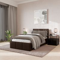 ŁÓŻKO POJEDYNCZE 90x200cm ŁÓŻKO TAPICEROWANE Z POJEMNIKIEM BRĄZOWE