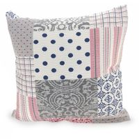 Poszewka z kory 40x40 wzór bordowa granatowa kratka patchwork