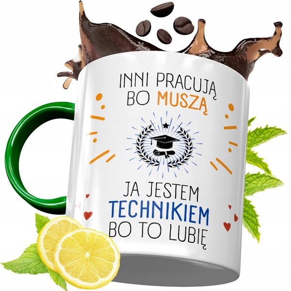 Kubek Zielony Dla Technika Na Urodziny Prezent Z Nadrukiem Ze Zdjęciem zdjęcie 1