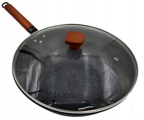 PATELNIA WOK 33CM STALOWY CHIŃSKI GŁEBOKI Z PRZYKRYWKĄ DO DAŃ AZJATYCKICH na Arena.pl