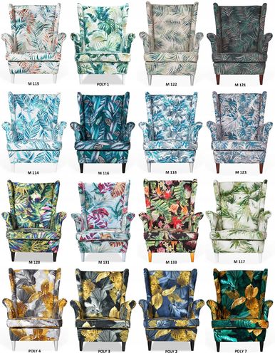 Fotel uszak ARI PRINT skandynawski  patchwork czarno biały na Arena.pl