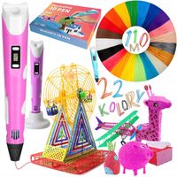 DŁUGOPIS 3D DRUKARKA DLA DZIECI / MEGA ZESTAW FILAMENT WKŁADY KOLOROWE 110M