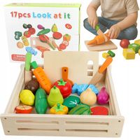 DREWNIANE OWOCE I WARZYWA DO KROJENIA NA RZEP DLA DZIECI 17 ELEMENTÓW XXL