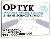 nadruk UV TABLICZKA reklamowa nierdzewna 40x30 szyld OPTYK soczewki oprawki