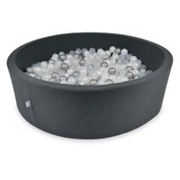 Suchy basen 130x40cm grafitowy z piłeczkami 700szt (perłowe, srebrne, przezroczyste)