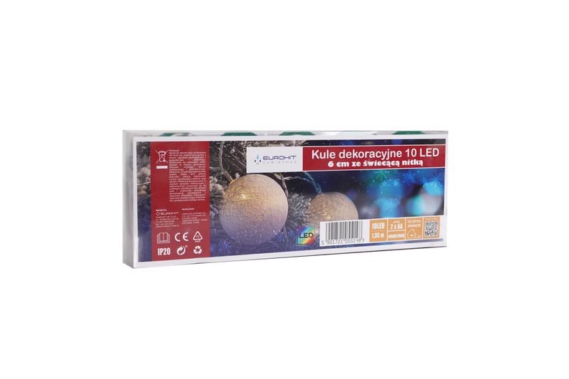 Ozdoba Świąteczna Cotton Balls kule 10 LED ze świecącą nitką zdjęcie 4