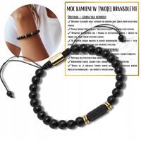 Bransoletka Turmalin Obsydian czarny kamień szczęścia na sznurku