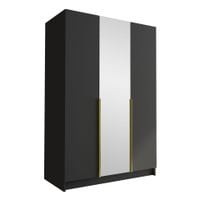 Szafa CALIA II 150 cm z lustrem-pojemna garderoba-CZARNY+ZŁOTY