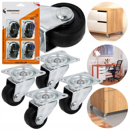 Koło obrotowe do wózka, transportowe, meblowe 1,5” 4 szt. VERGIONIC na Arena.pl