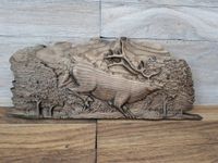 Obraz płaskorzeźba myśliwska biegnący JELEŃ drewno prezent upominek