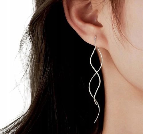KOLCZYKI SREBRNE 925 PRZECIĄGANE DŁUGIE WISZĄCE SPIRALKI SREBRO 925 na Arena.pl