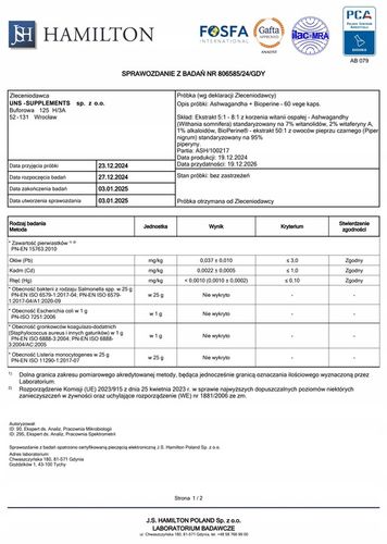 ASHWAGANDHA WITANIA OSPAŁA 570 MG 60 KAPS NA STRES, ADAPTOGEN, WITANOLIDY na Arena.pl
