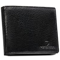 zestaw prezentowy: czarny, skórzany portfel męski bez zapięcia i brelok