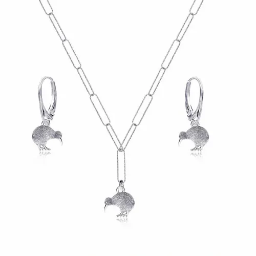 Ptaszek kiwi srebrny komplet ankier skręcany duże ogniwa srebro 925 na Arena.pl