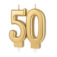 Świeczka na tort liczba 50, złoty
