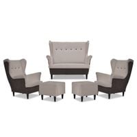 zestaw wypoczynkowy uszak ari duo sofa fotele pufy family meble brąz - beż