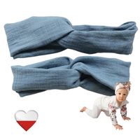 Opaska muślinowa przeplatana NIEBIESKA mini Opaski dla Dziewczynek NappiMe