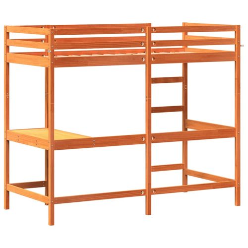 Łóżko na antresoli, z biurkiem, woskowy brąz, 90x190 cm, sosna na Arena.pl