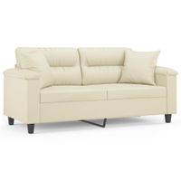 2-osobowa sofa z poduszkami, kremowa, 140 cm, sztuczna skóra