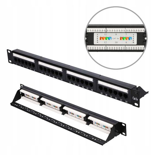 Patch panel patchpanel RACK 19'' kat5e 24p UTP V2 na Arena.pl