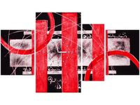 70CM 120CM OBRAZ 4 ELEM CZERWONA ABSTRAKCJA ŚCIENNY