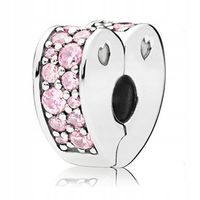 Zawieszka SREBRO 925 Koralik Charms Separator Klips Bloker Różowe Serce