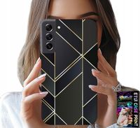ETUI DO SAMSUNG GALAXY S21 FE - ZŁOTE RAMKI, ELEGANCKIE WZORY + SZKŁO