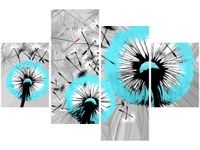 120CM 80CM ZEGAR 4 ELEM DMUCHAWCE DELIKATNYM TURKUSIE OBRAZ ŚCIENNY